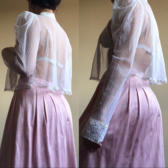 vintage victorian romantic sheer lace cover-up - Picture 2 of 4